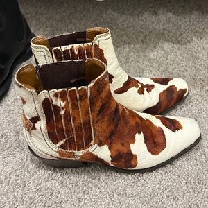 Zara cow print chelsea boots